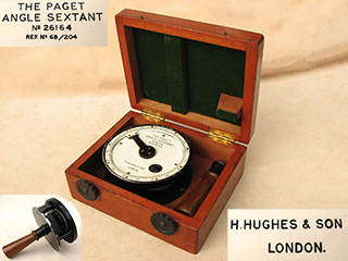 Henry Hughes & Son 'The Paget' angle sextant with case, early 1900's